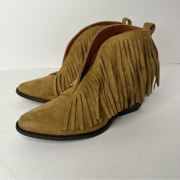🍓Coconuts by Matisse Lambert Fringe Suede Ankle Boot In Saddle Heeled Size 8.5 - Picture 4 of 10